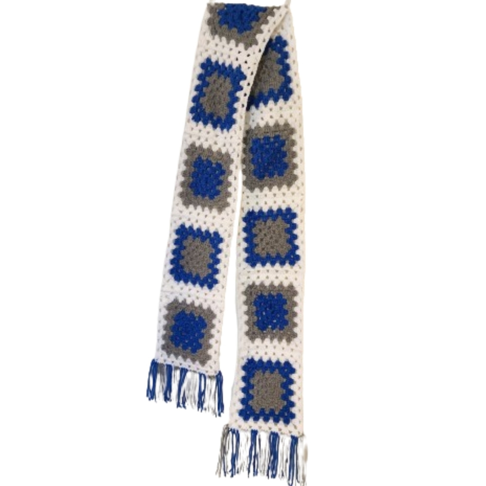 Handmade Crocheted Granny Square Scarf, OS Long - Picture 3 of 5